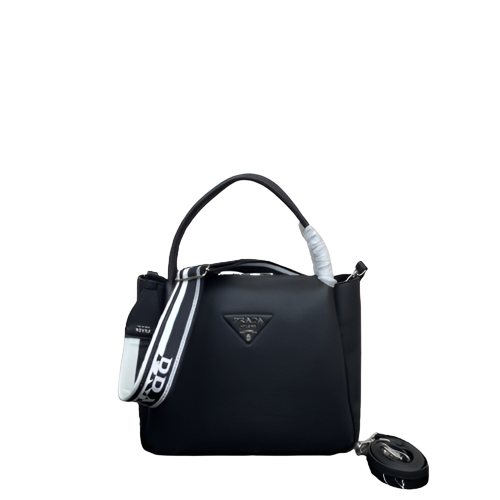 Prada Black Nylon Shoulder Bag with Logo Strap