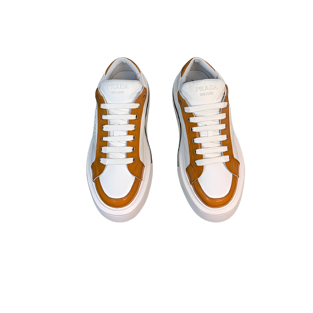 PRADA Men's White & Orange Sneakers