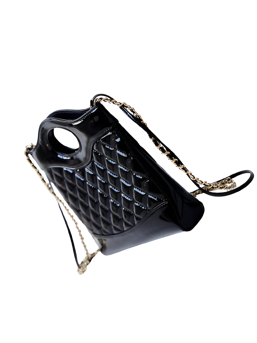 CHANEL Glossy Black Quilted Handbag