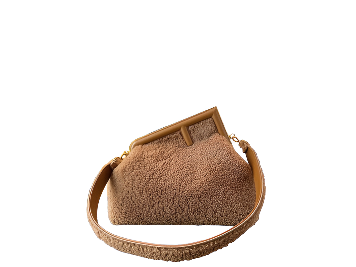 Fendi Camel Shearling Tote Bag