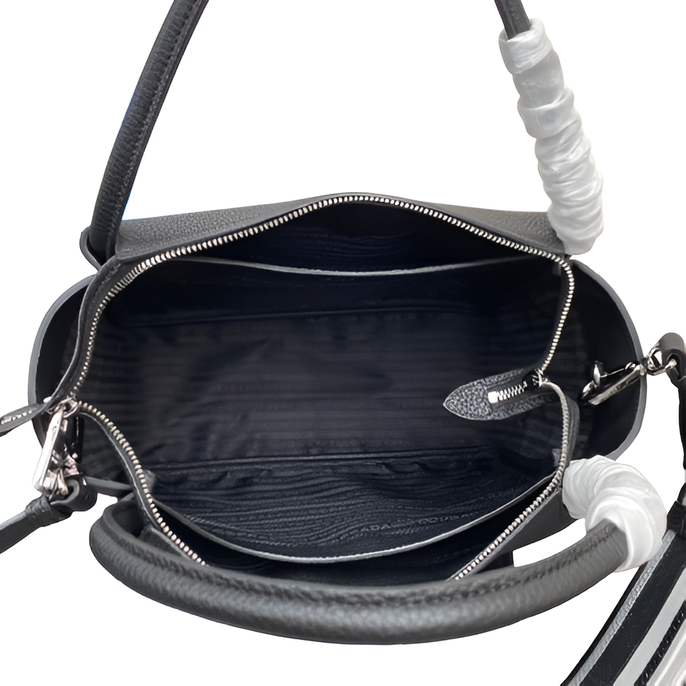 Prada Black Nylon Shoulder Bag with Logo Strap