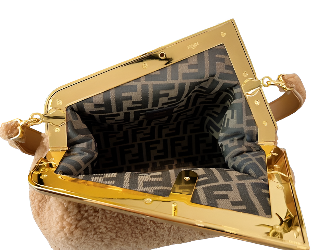 Fendi Camel Shearling Tote Bag