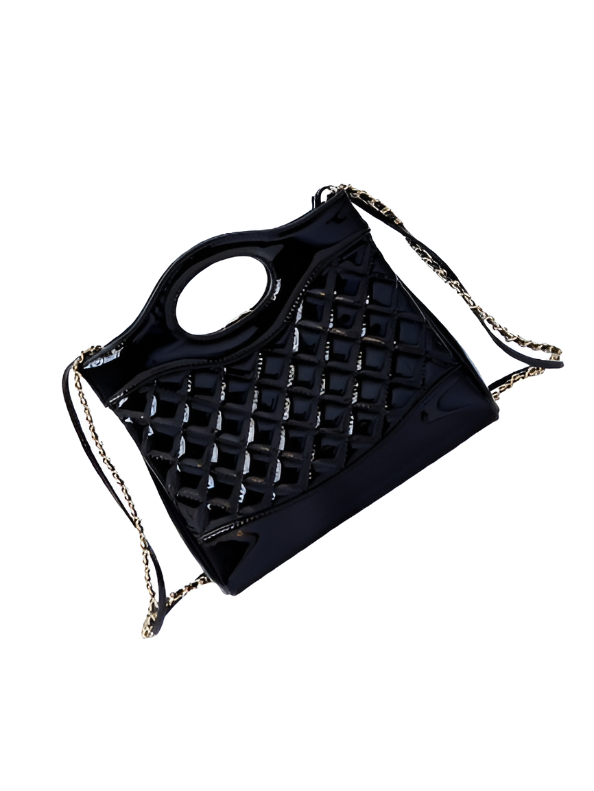 CHANEL Glossy Black Quilted Handbag