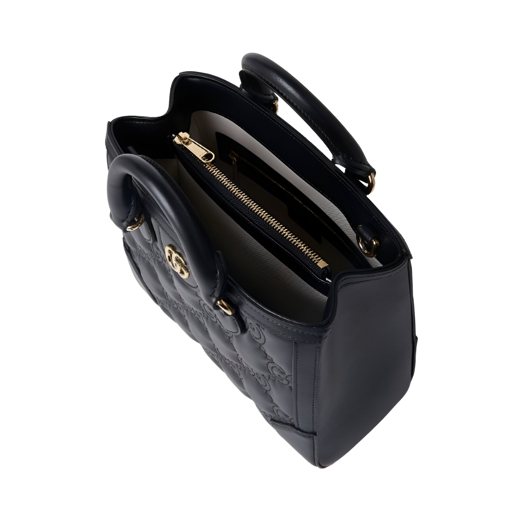 GUCCI GG Embossed Black Leather Tote Bag