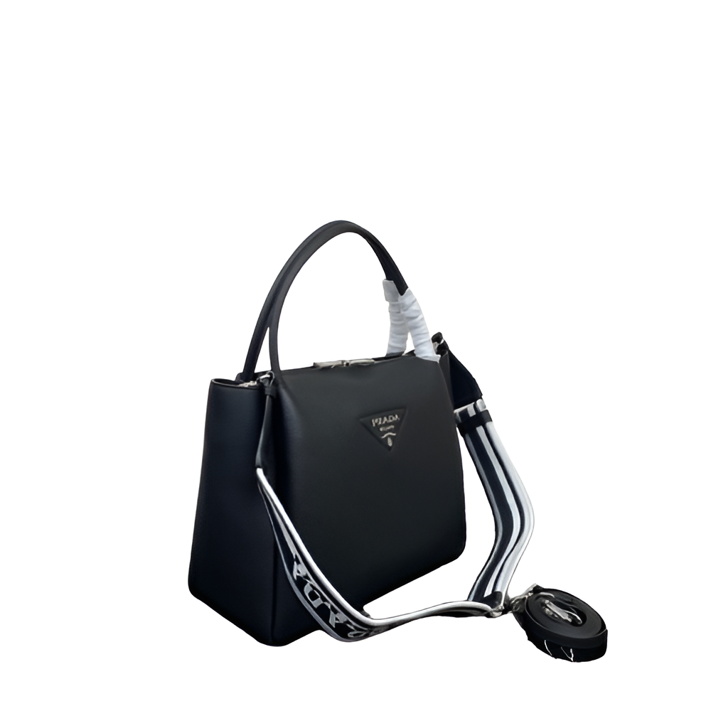 Prada Black Nylon Shoulder Bag with Logo Strap