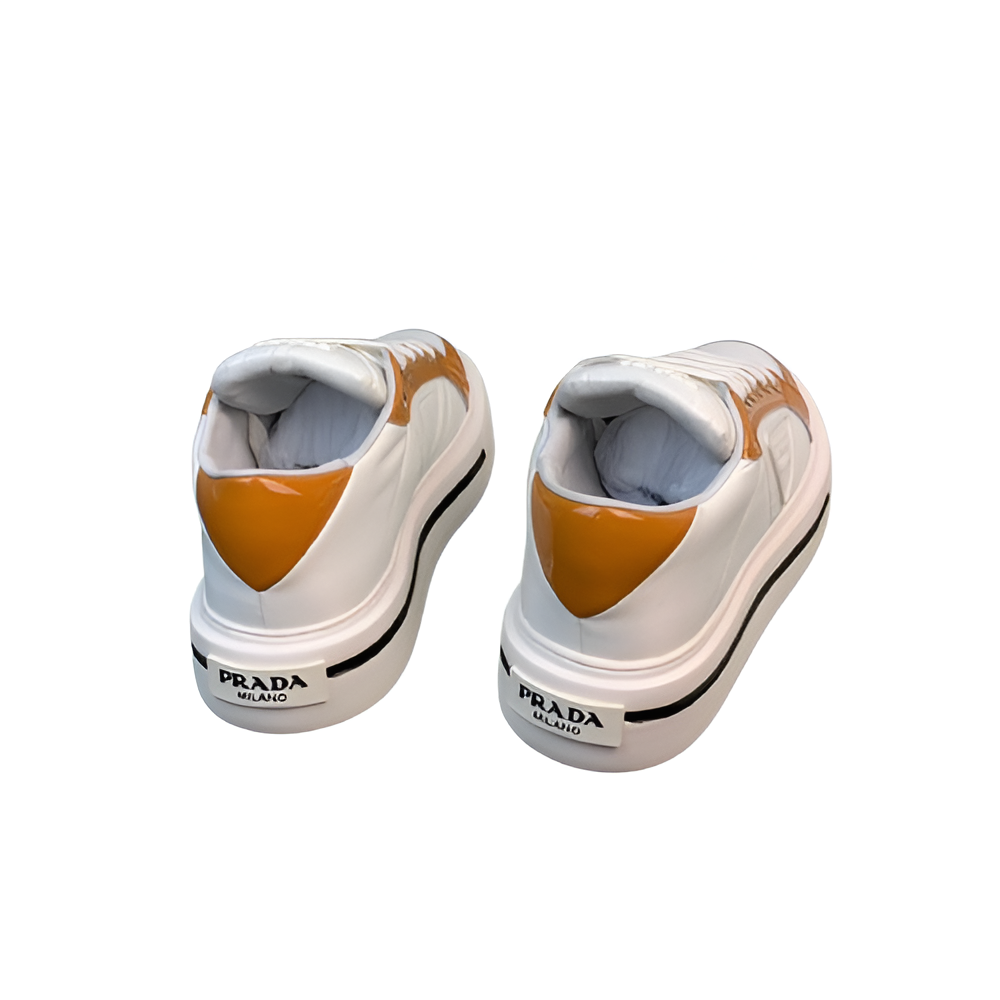 PRADA Men's White & Orange Sneakers