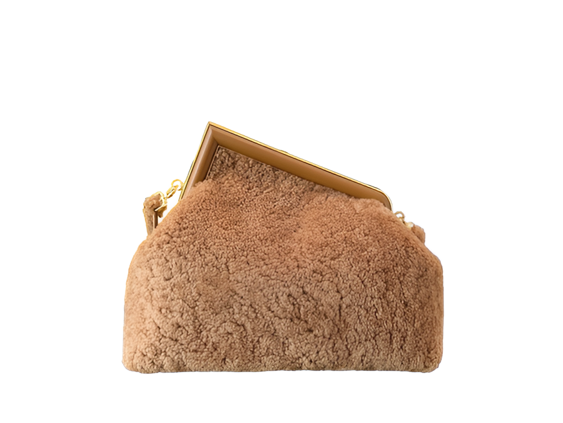 Fendi Camel Shearling Tote Bag