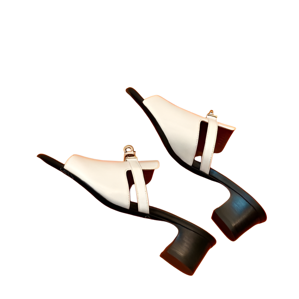 Hermes Women's White Leather Mules