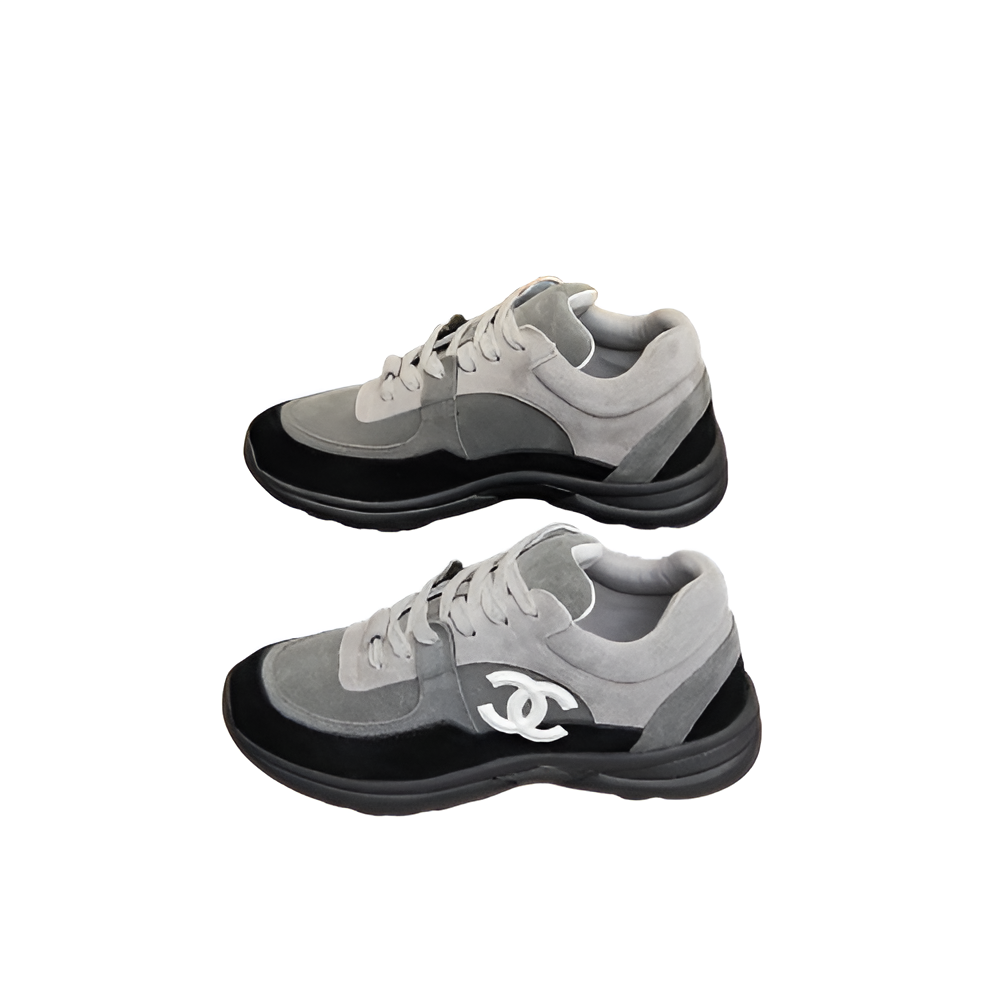 CHANEL Men's Gray Suede Sneakers