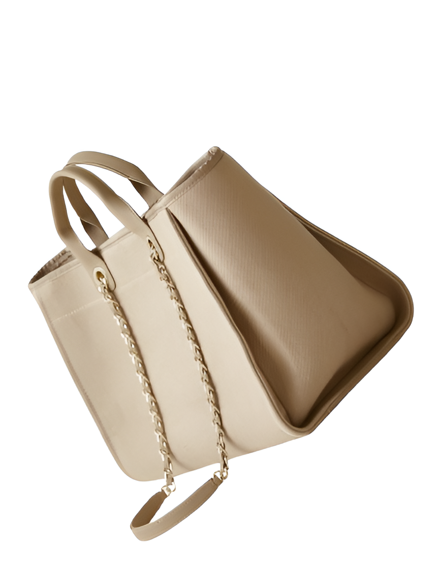 CHANEL Beige Canvas Shopping Tote Bag