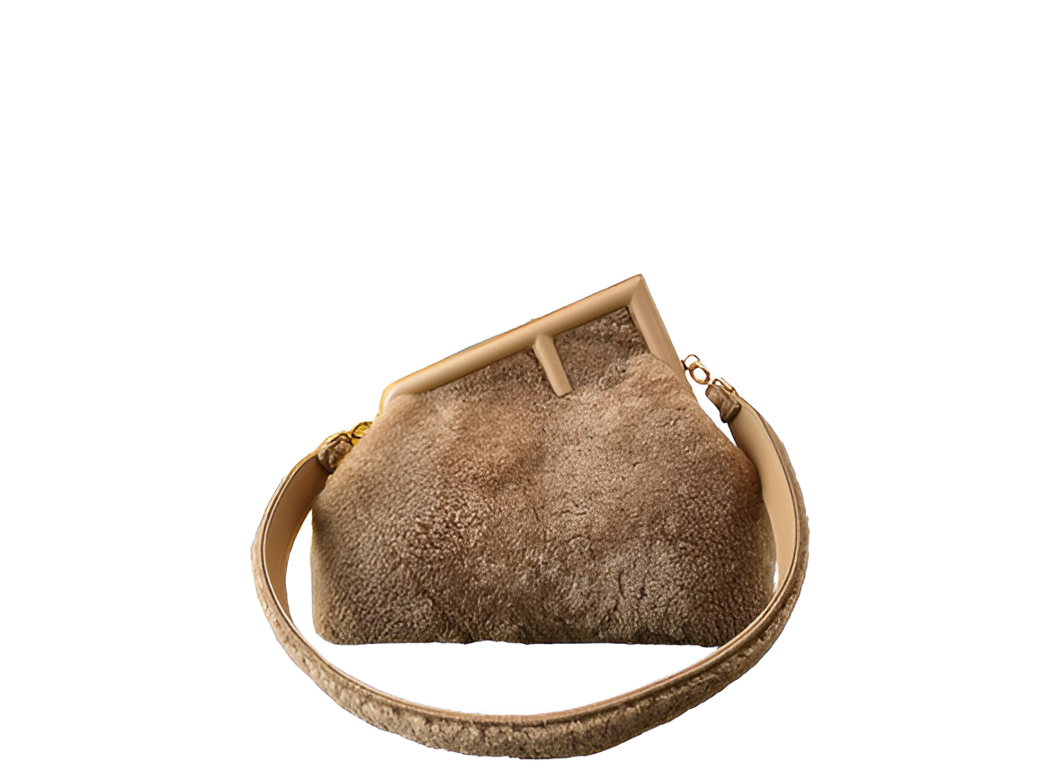 Fendi Taupe Shearling Tote Bag