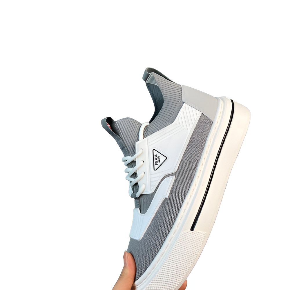 PRADA Men's Grey & White Sneakers