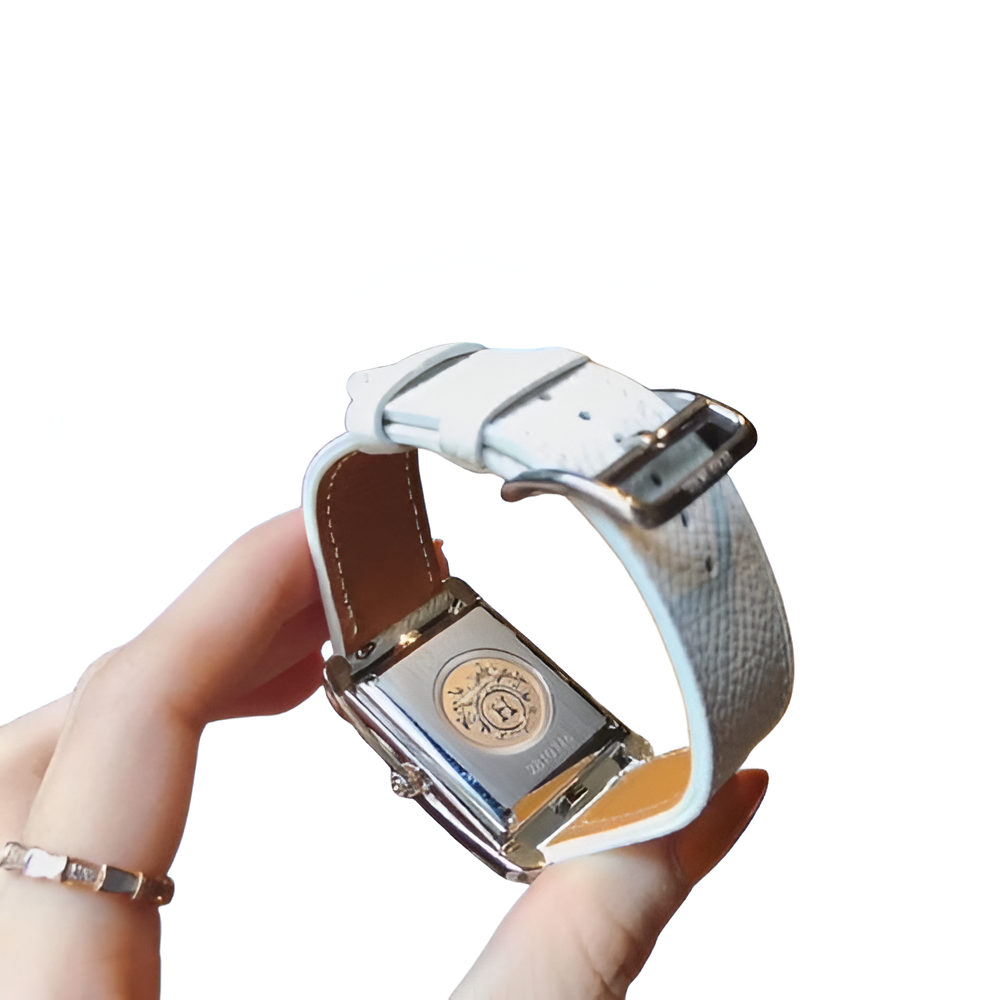 Hermes Square Diamond Watch - White Strap