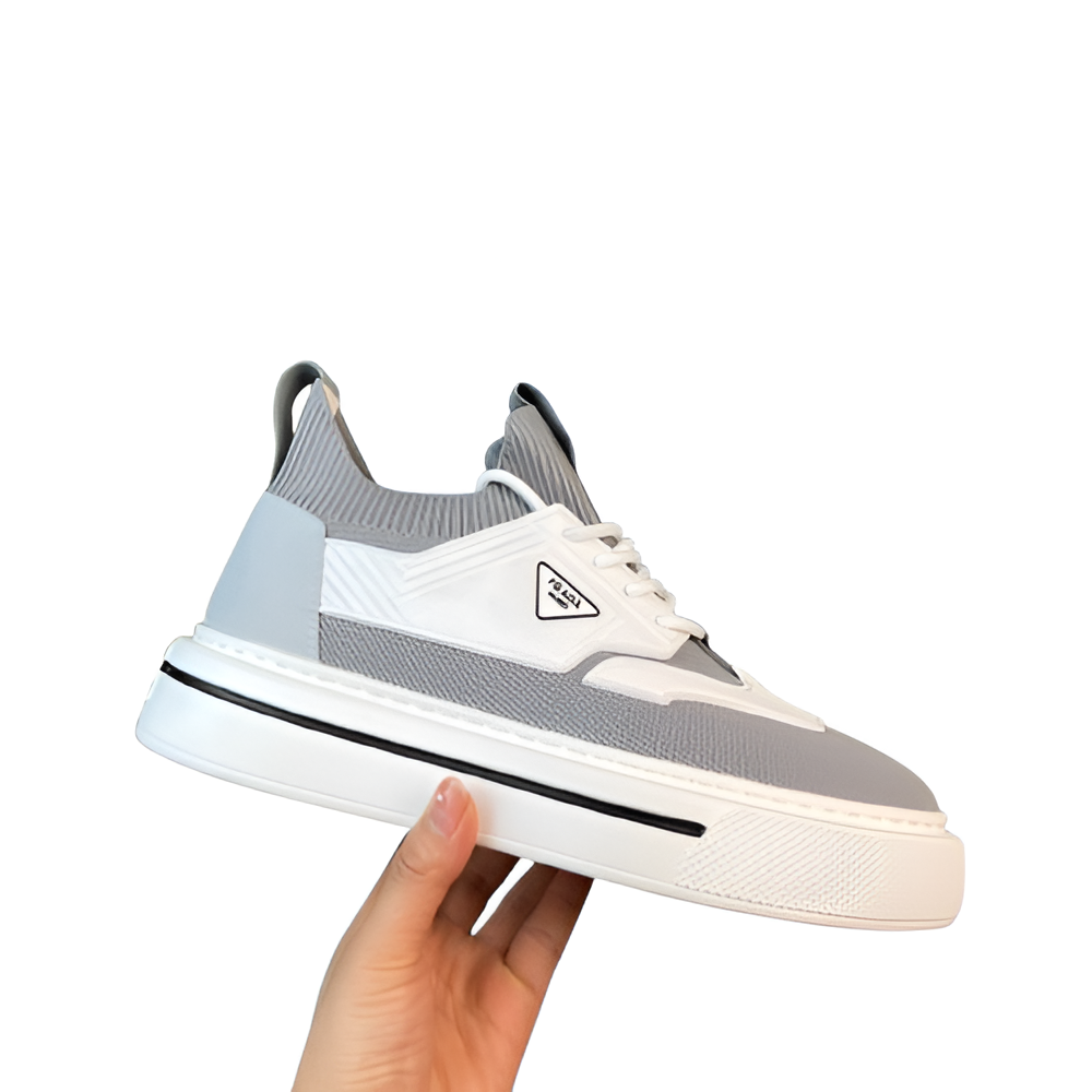 PRADA Men's Grey & White Sneakers