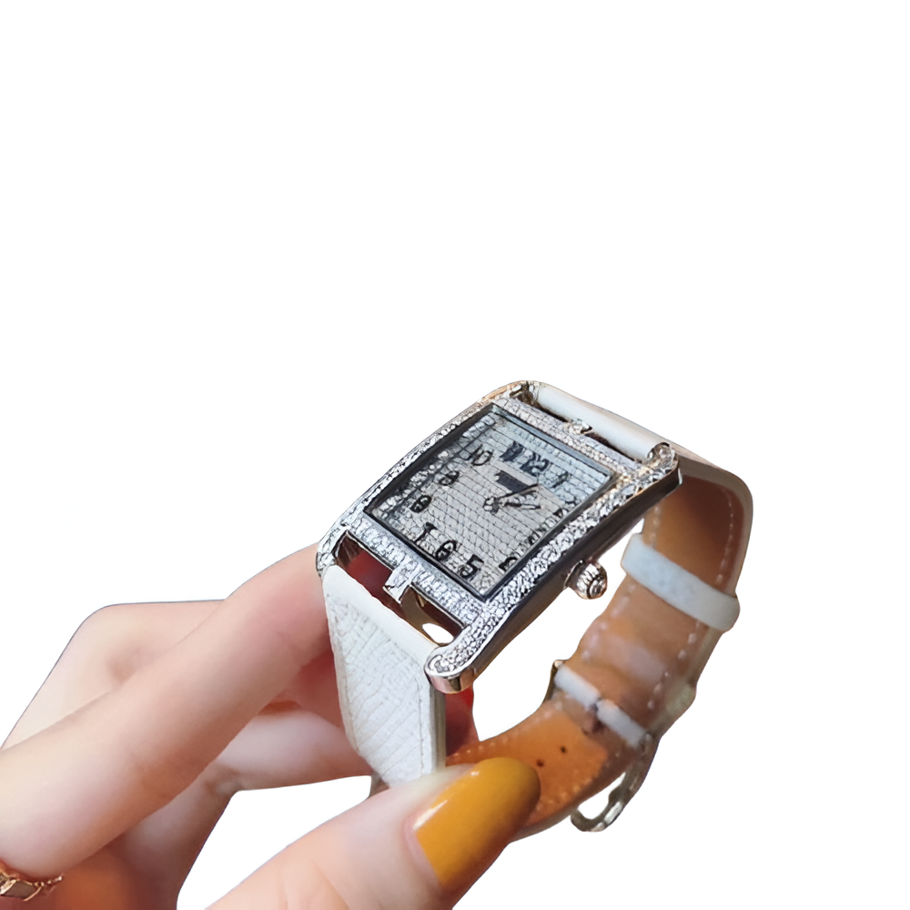 Hermes Square Diamond Watch - White Strap