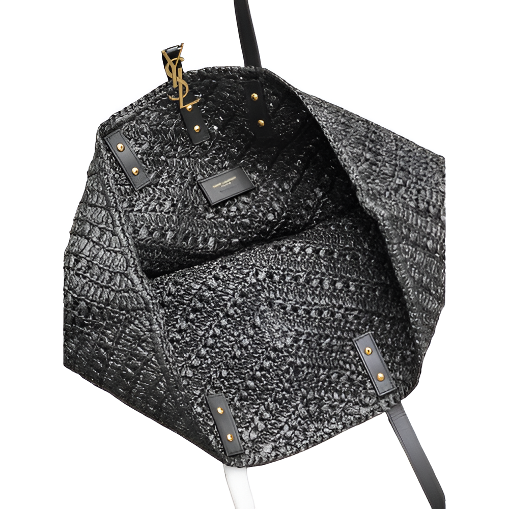 YSL Black Woven Tote Bag