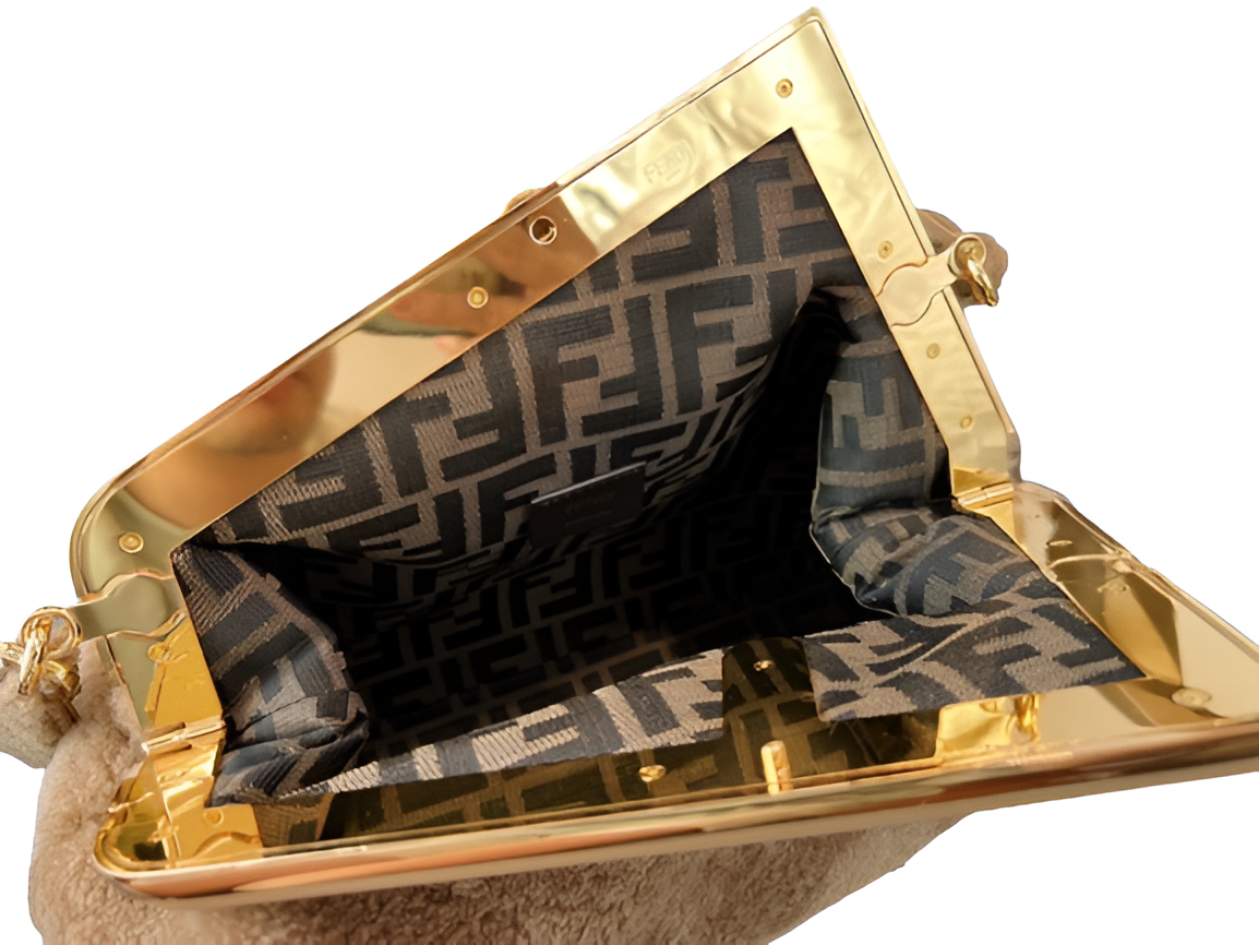 Fendi Taupe Shearling Tote Bag