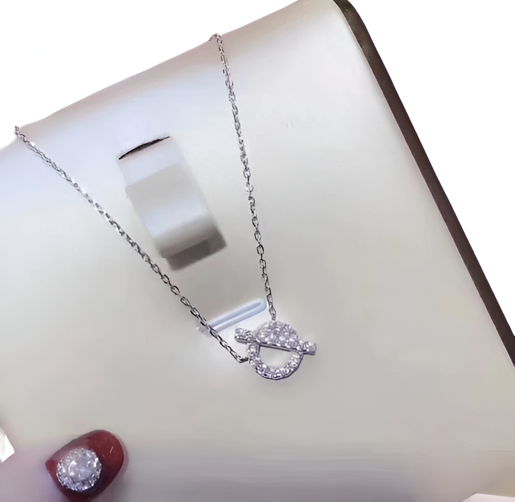 HERMES Silver Toggle Pendant Necklace