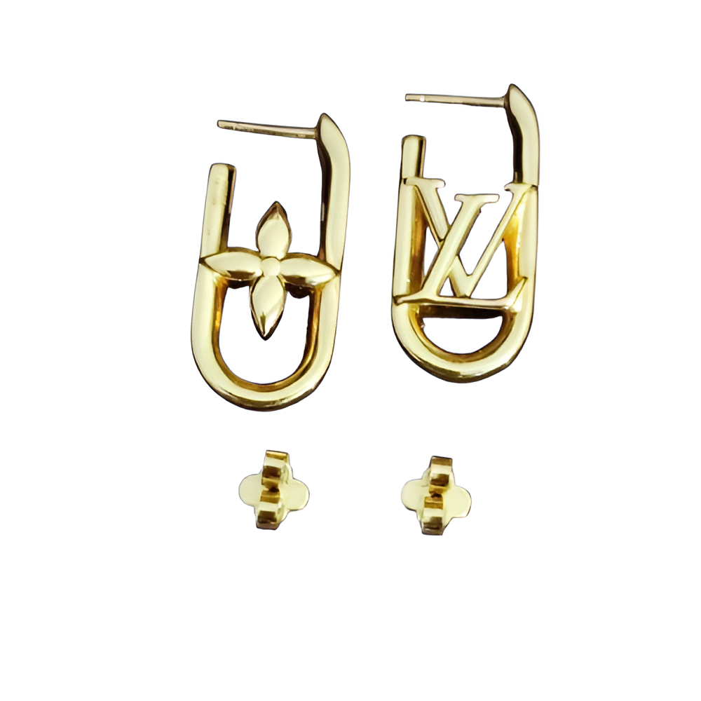 LV Safety Pin Earrings - Gold