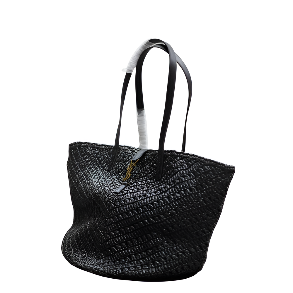 YSL Black Woven Tote Bag