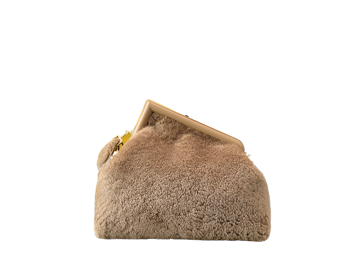Fendi Taupe Shearling Tote Bag