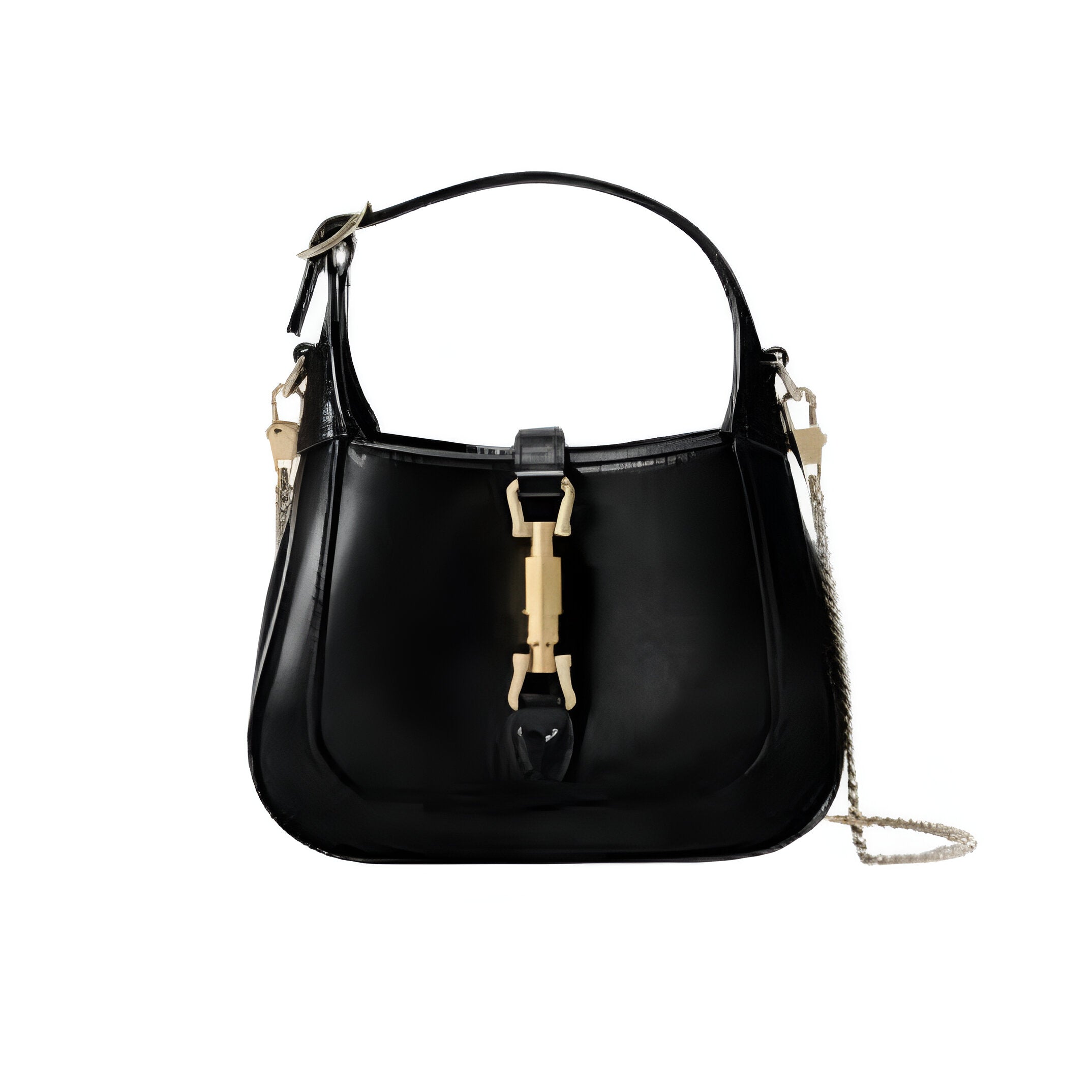 GUCCI Black Leather Horsebit Shoulder Bag