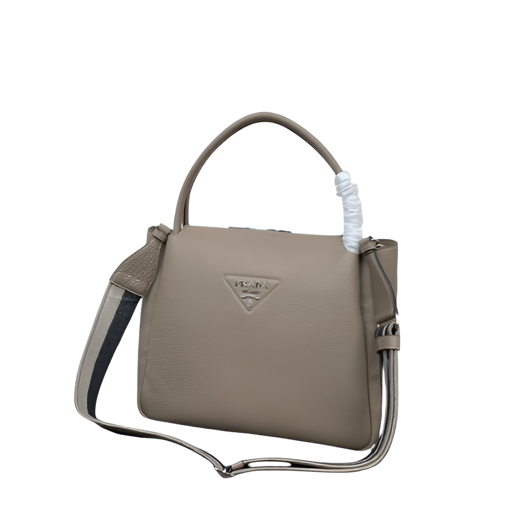 Prada Taupe Leather Shoulder Bag