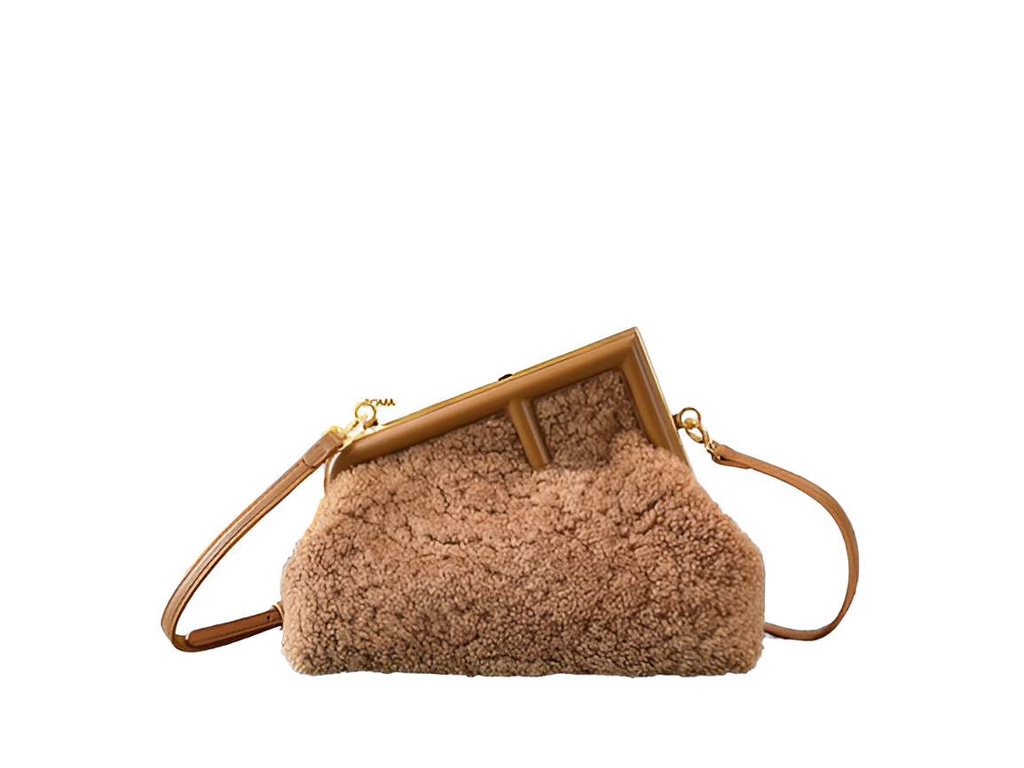 Fendi Beige Shearling Shoulder Bag