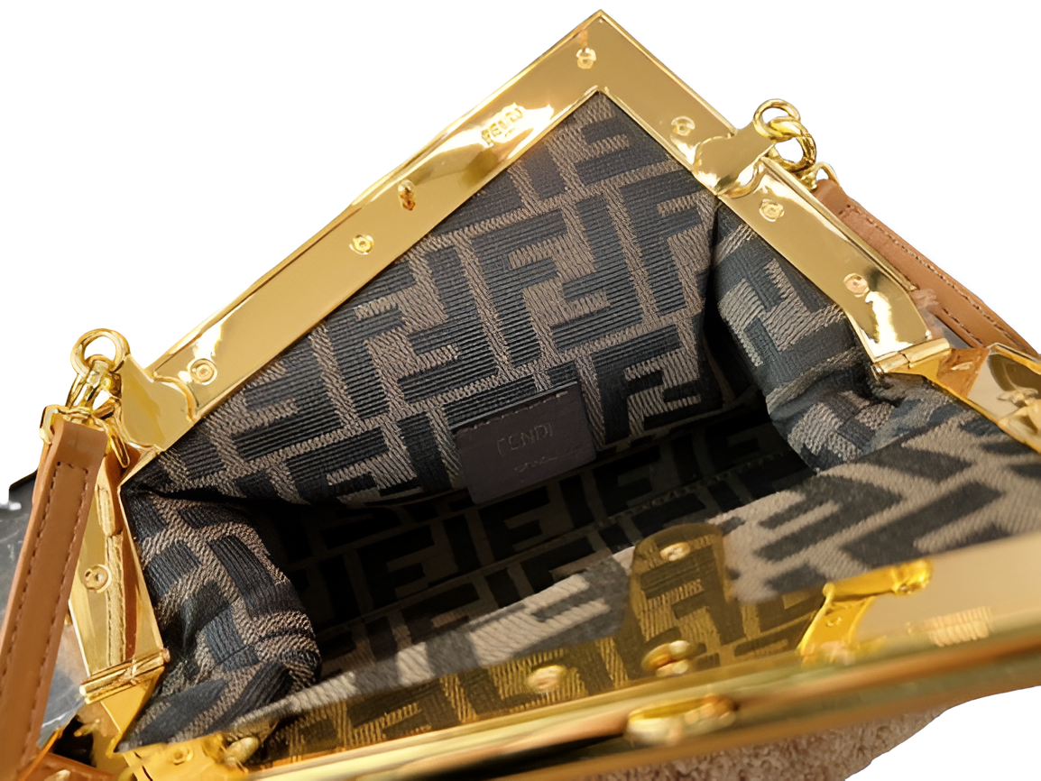 Fendi Beige Shearling Shoulder Bag