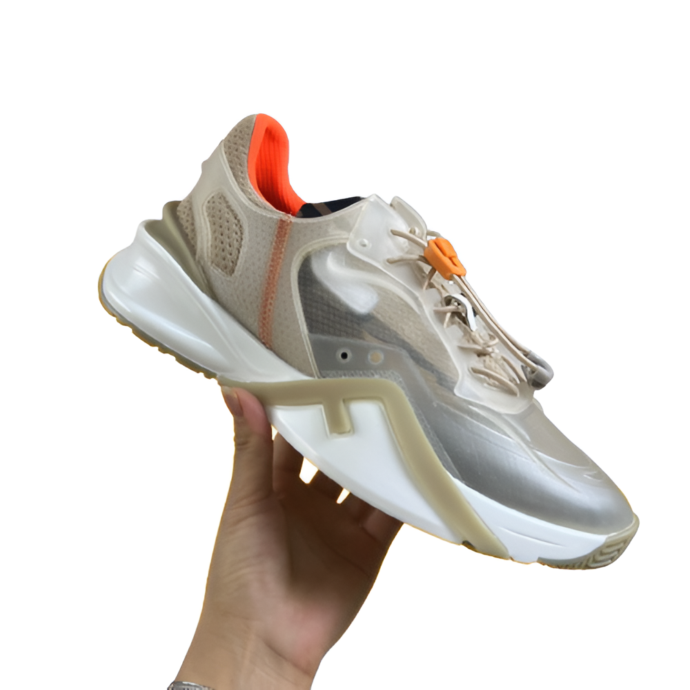 Fendi Men's Beige & Orange High-Tech Sneakers