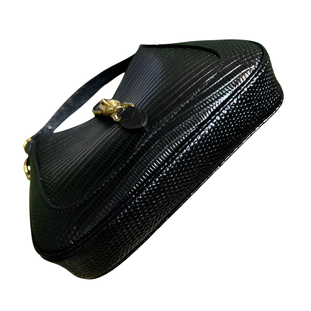 GUCCI Black Leather Horsebit Shoulder Bag