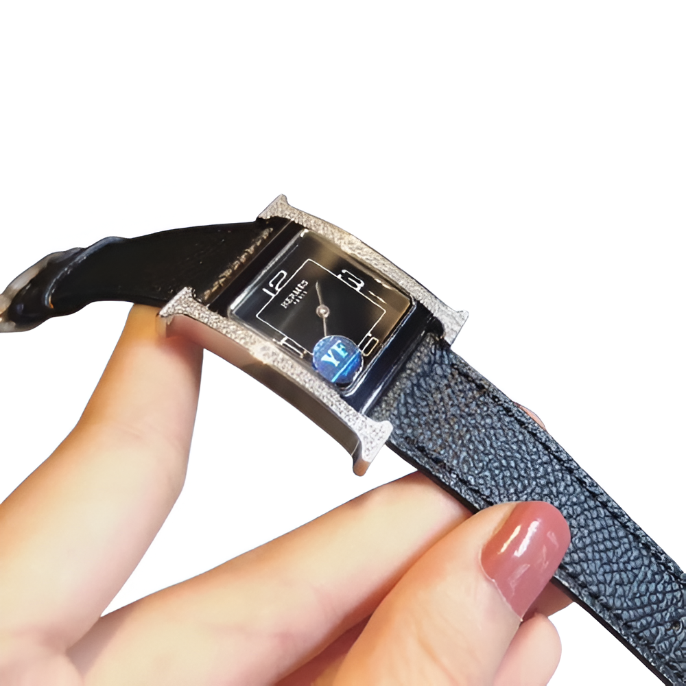 Hermes Black Square Diamond Watch - Black Strap