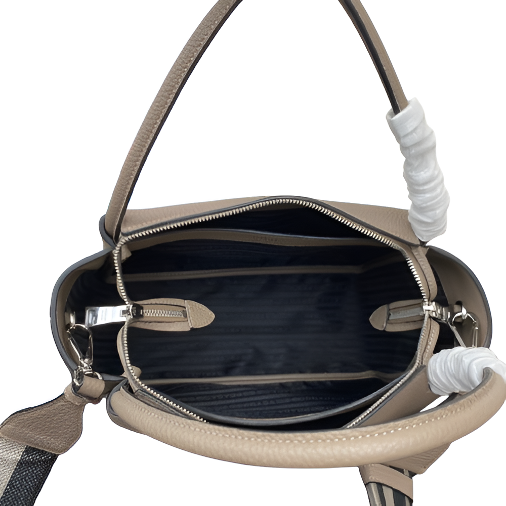 Prada Taupe Leather Shoulder Bag