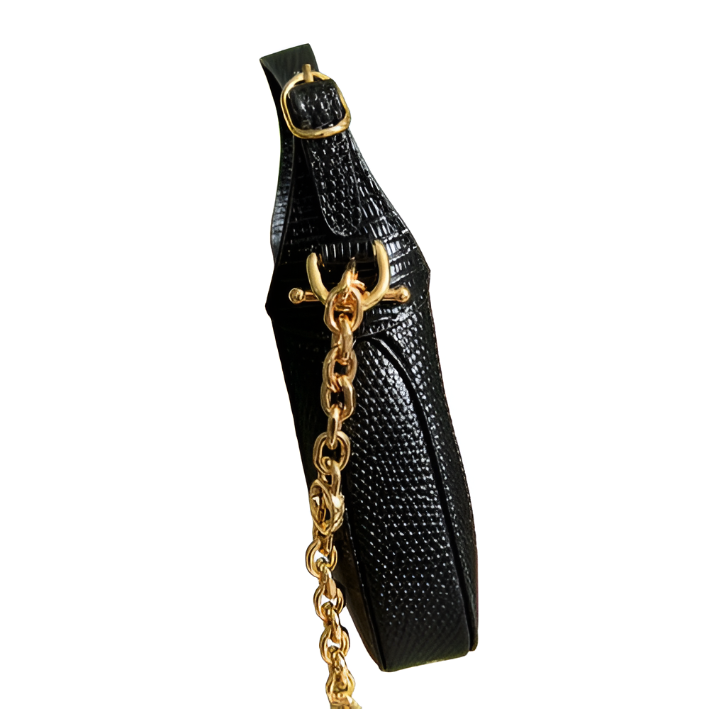 GUCCI Black Leather Horsebit Shoulder Bag