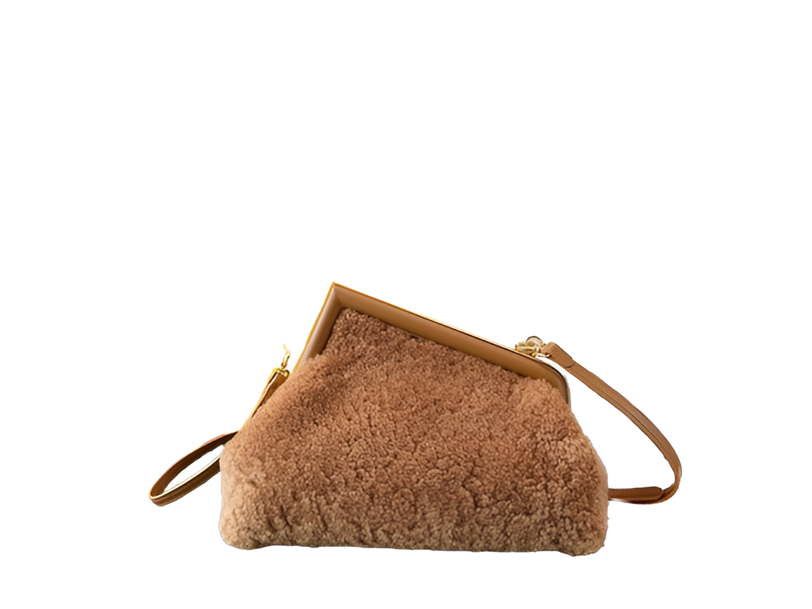 Fendi Beige Shearling Shoulder Bag