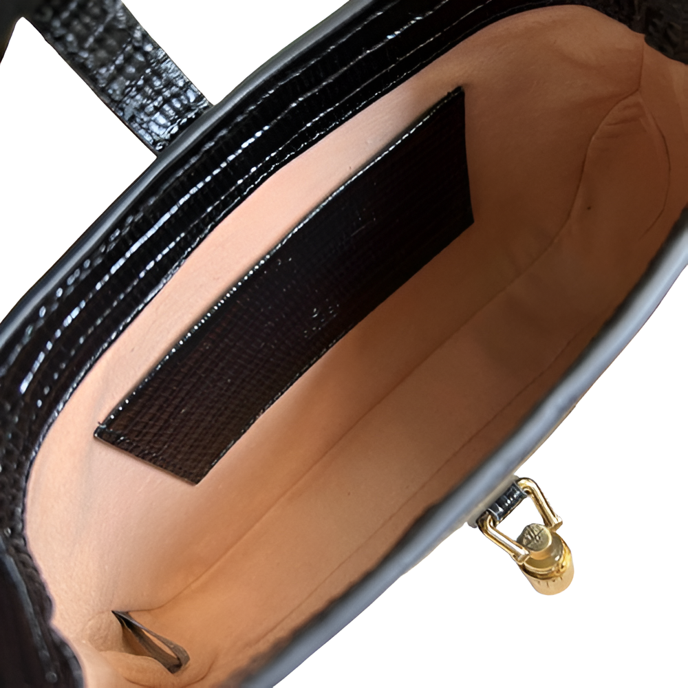 GUCCI Black Leather Horsebit Shoulder Bag