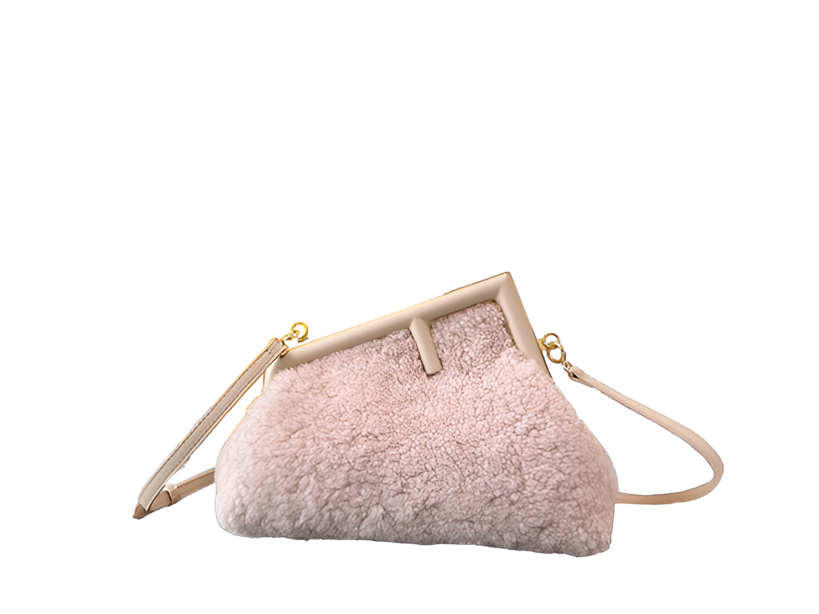 Fendi Pink Shearling Shoulder Bag