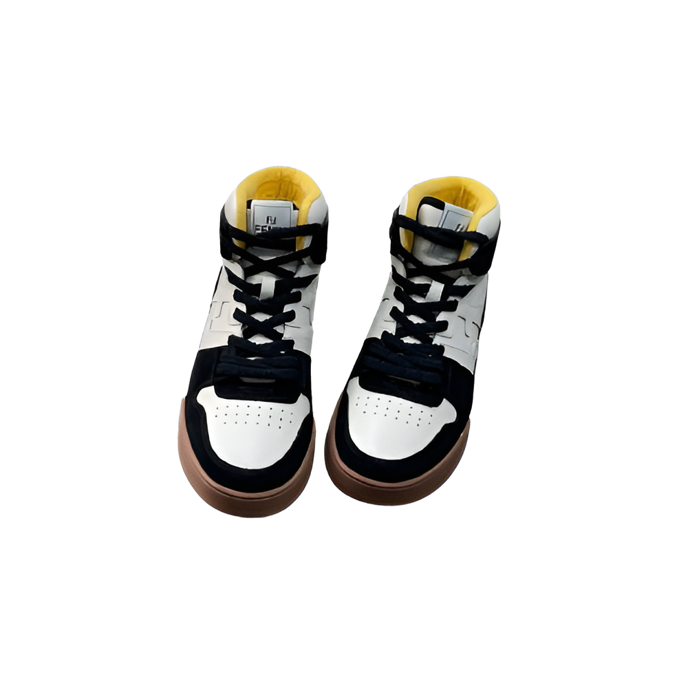 Fendi Men's High-Top Black & White Sneakers