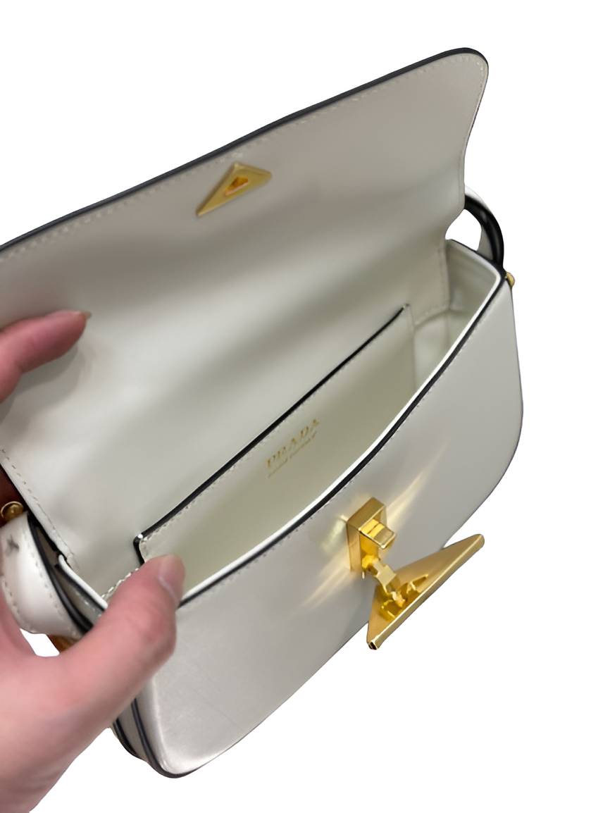 Prada White Leather Crossbody Bag