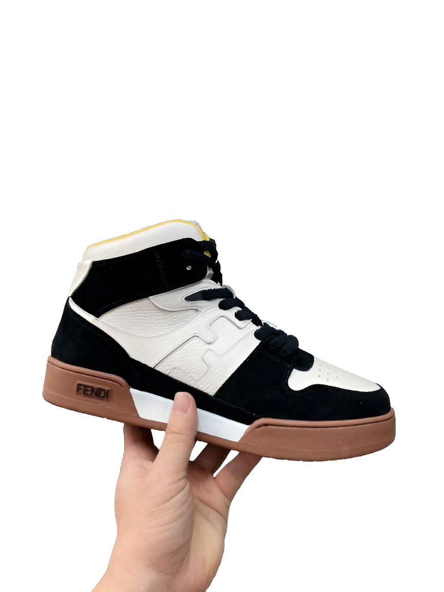 Fendi Men's High-Top Black & White Sneakers