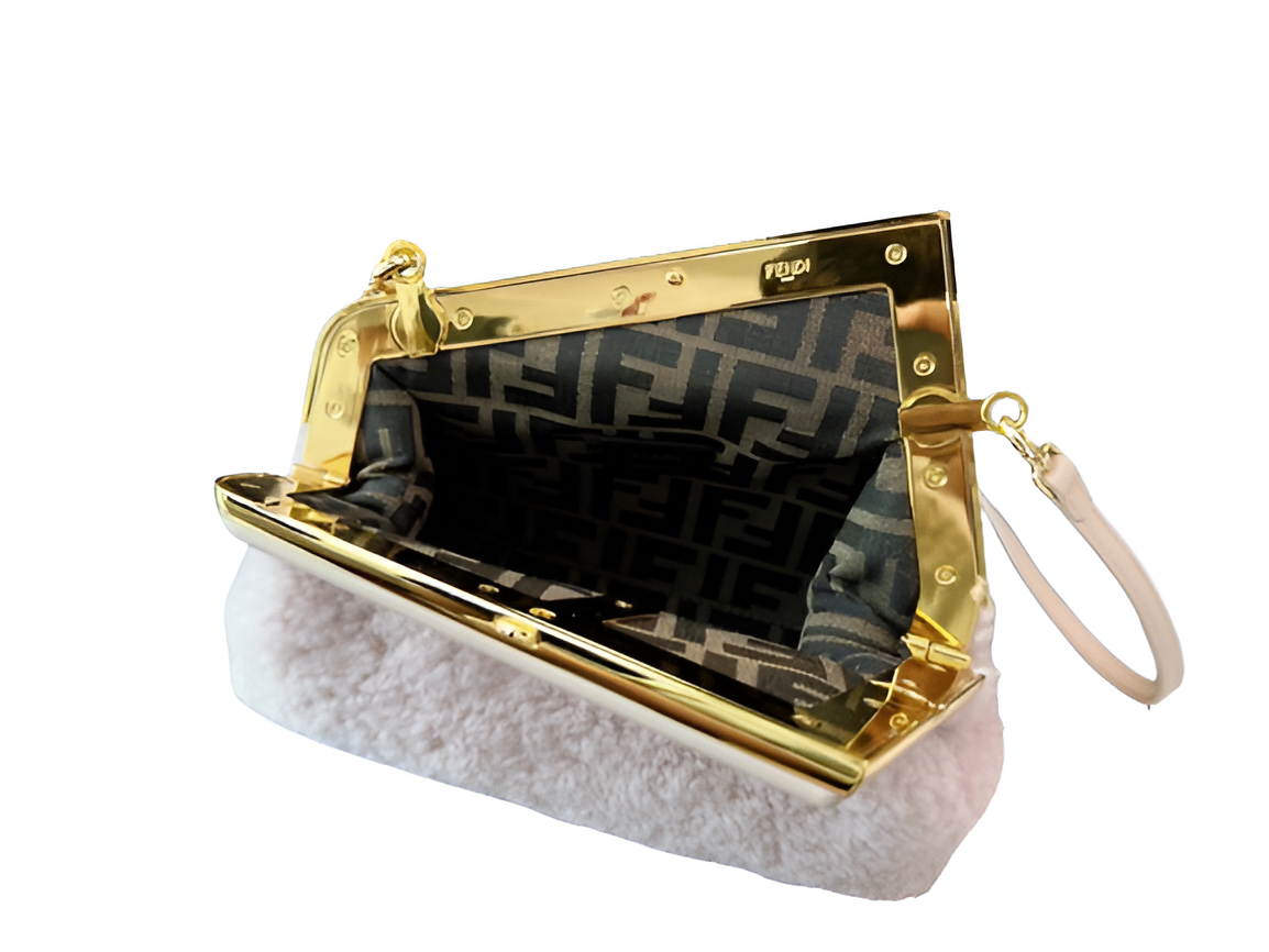 Fendi Pink Shearling Shoulder Bag