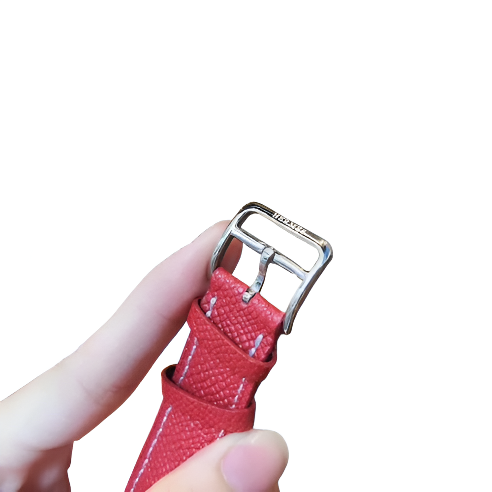 Hermes Red Square Watch - Red Leather Strap