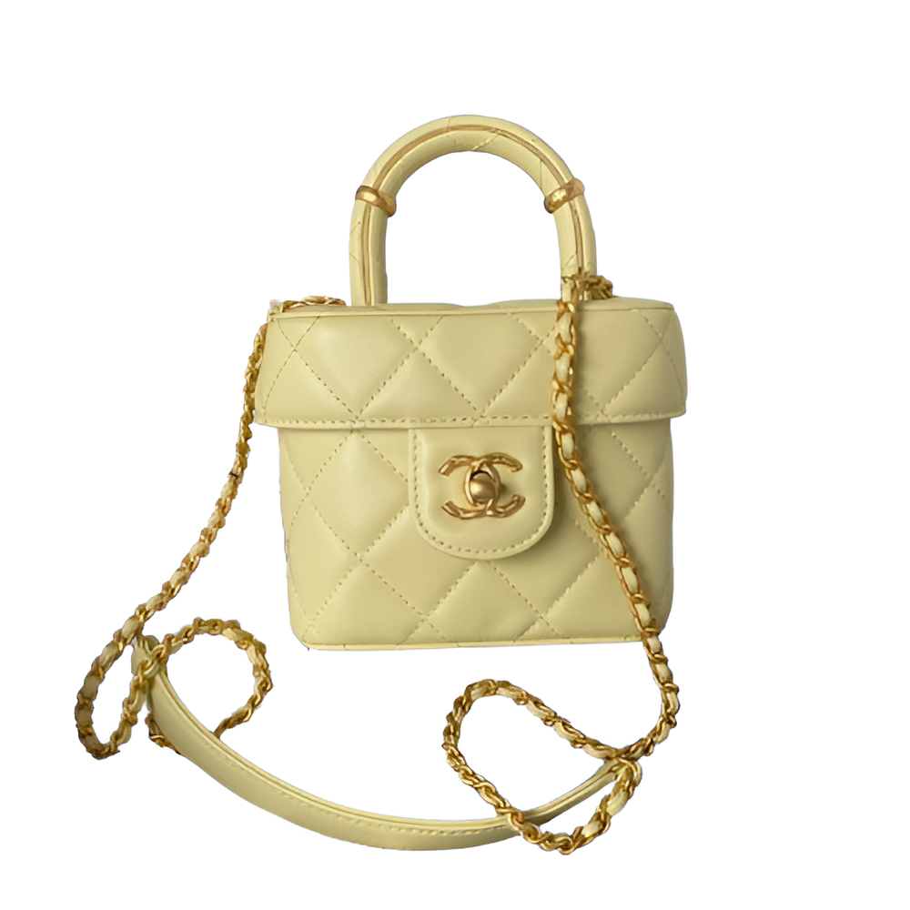 CHANEL Quilted Yellow Mini Tote Bag