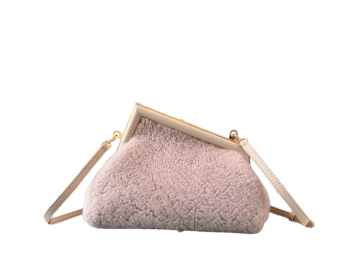 Fendi Pink Shearling Shoulder Bag