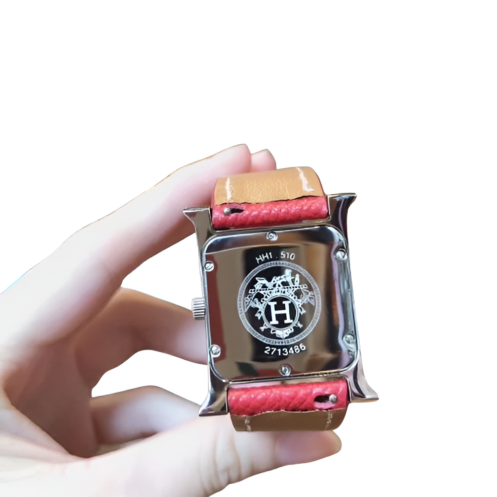 Hermes Red Square Watch - Red Leather Strap