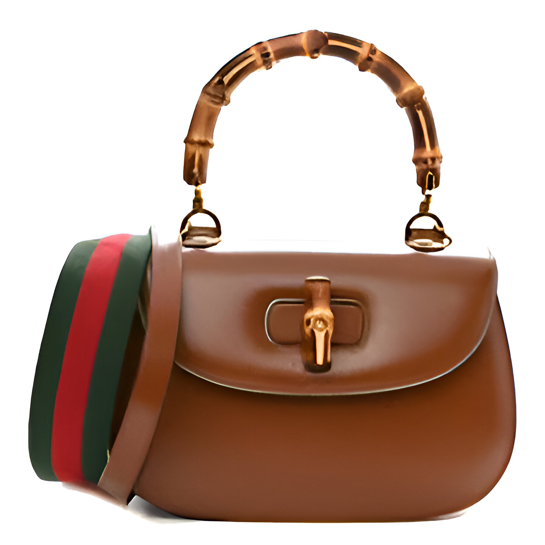 GUCCI Brown Leather Bamboo Handle Bag