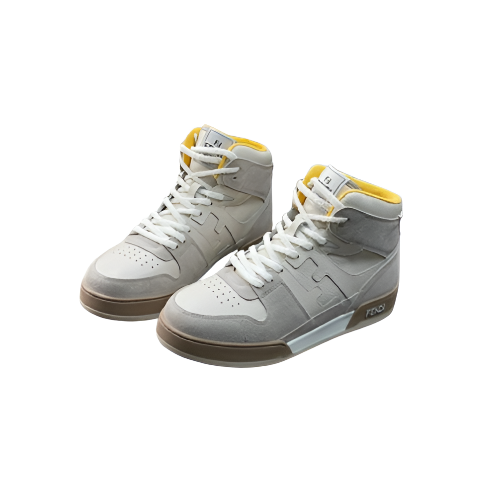 Fendi Men's High-Top Grey & White Sneakers