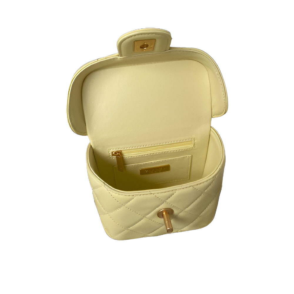 CHANEL Quilted Yellow Mini Tote Bag