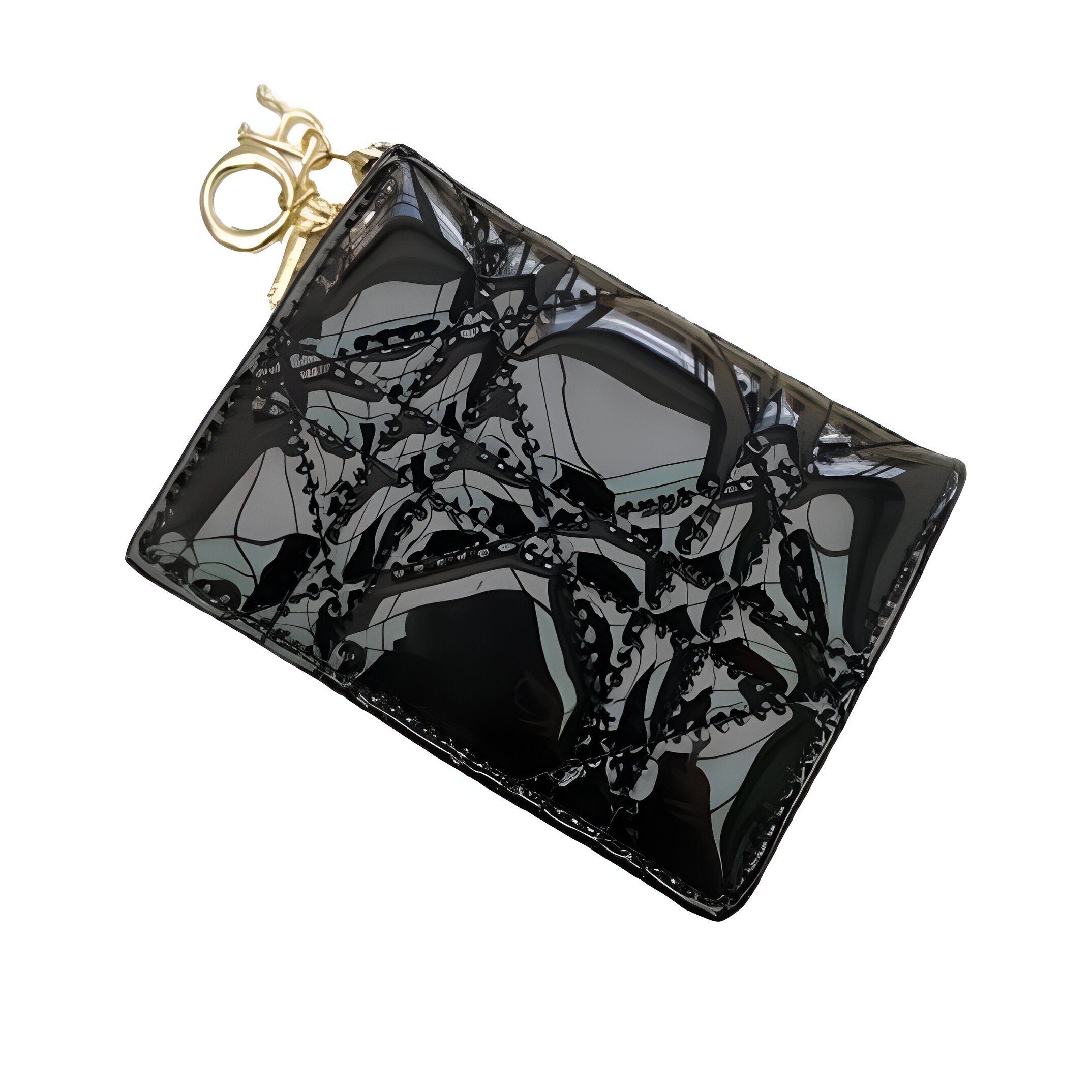 Dior Black Patent Leather Card Holder