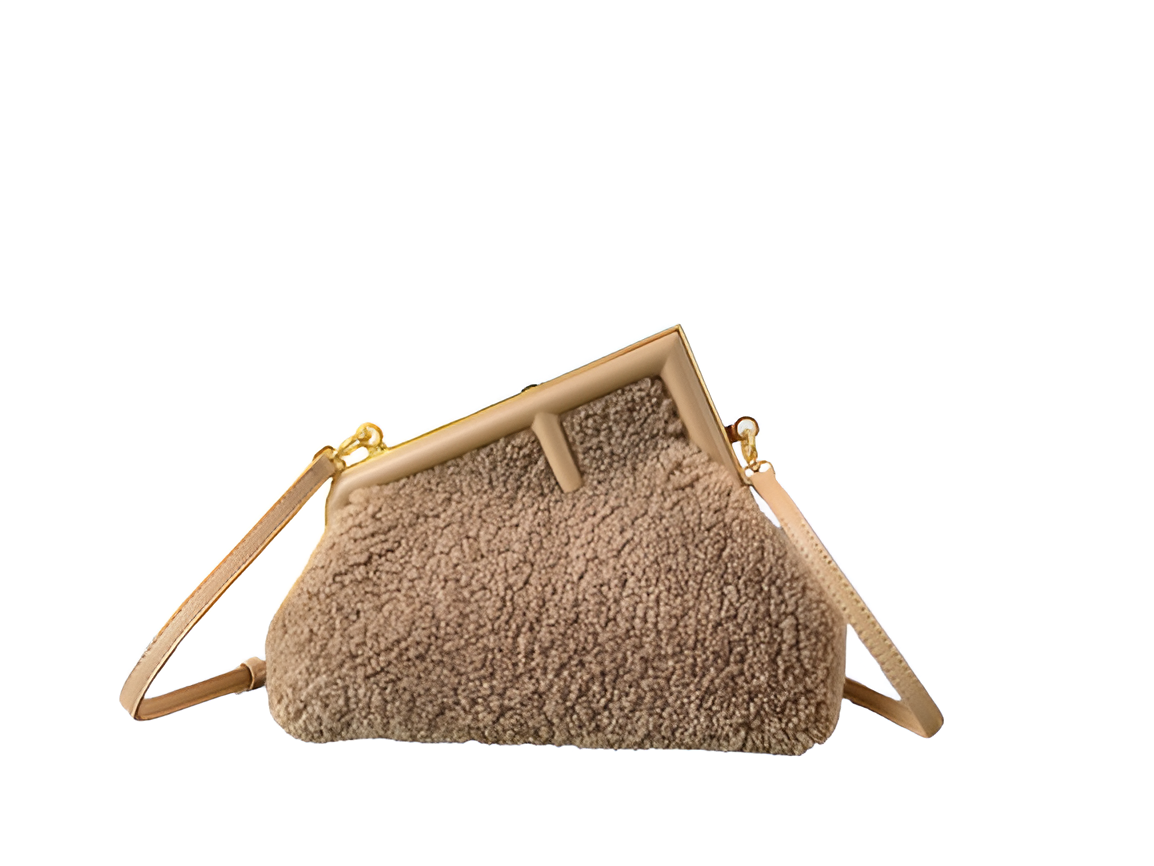 Fendi Beige Shearling Shoulder Bag